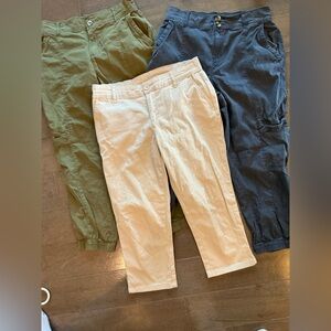 Women's Casual Capris - Cream, Green, and Gray